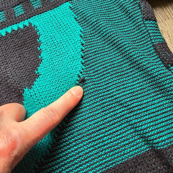 Vintage Uniform Code Vintage 90s Sweater Textured Abstract Cosby Leather Medium - Picture 7 of 15